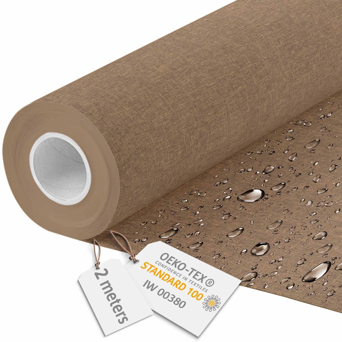DreamRoots Canvas Waterdicht - Meubelstof per meter, Imitatie Plat 160 cm Breed - Waterafstotende stof 220 g/m2 600D - Zonneschermstof Waterdicht per meter, Kaneel 2M
