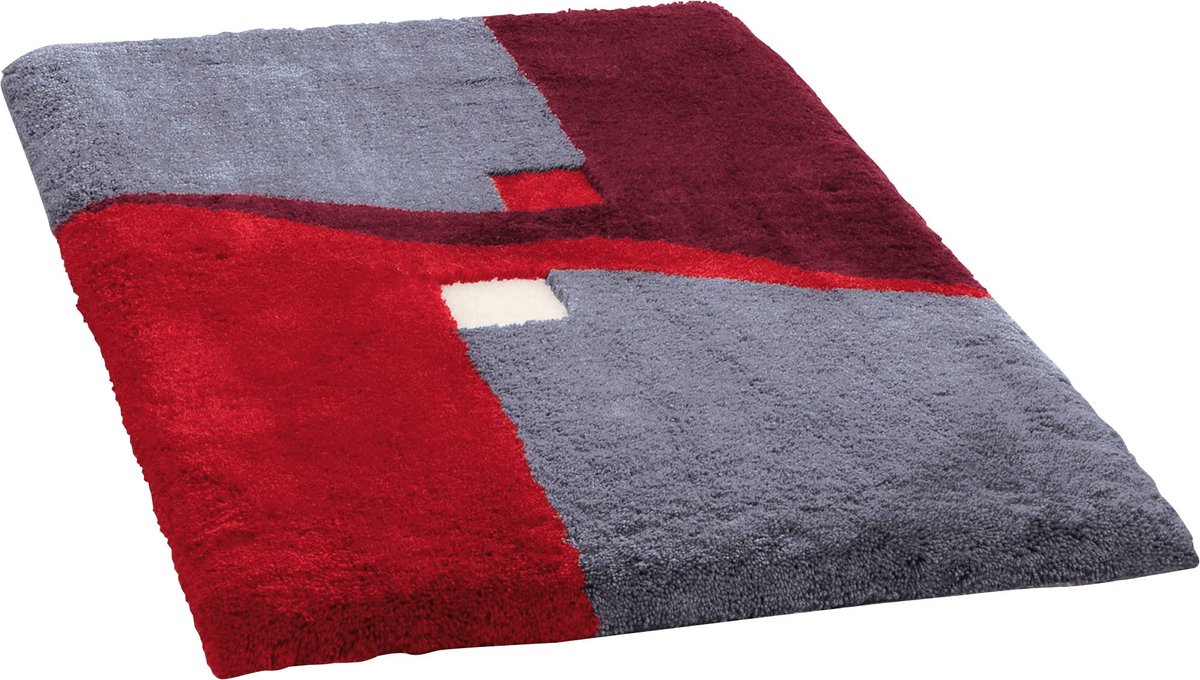 Erwin Müller Athene badmat, antislip badmat, rood, maat 60x100 cm - comfortabele hoogpolige badmat, geschikt voor vloerverwarming (andere maten)