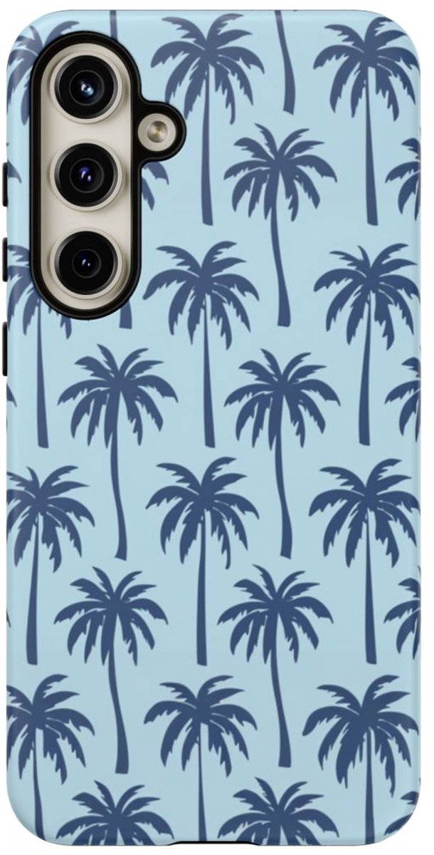 Blauw Palmbomenpatroon – Telefoonhoesje Geschikt voor Samsung Galaxy S24 Plus