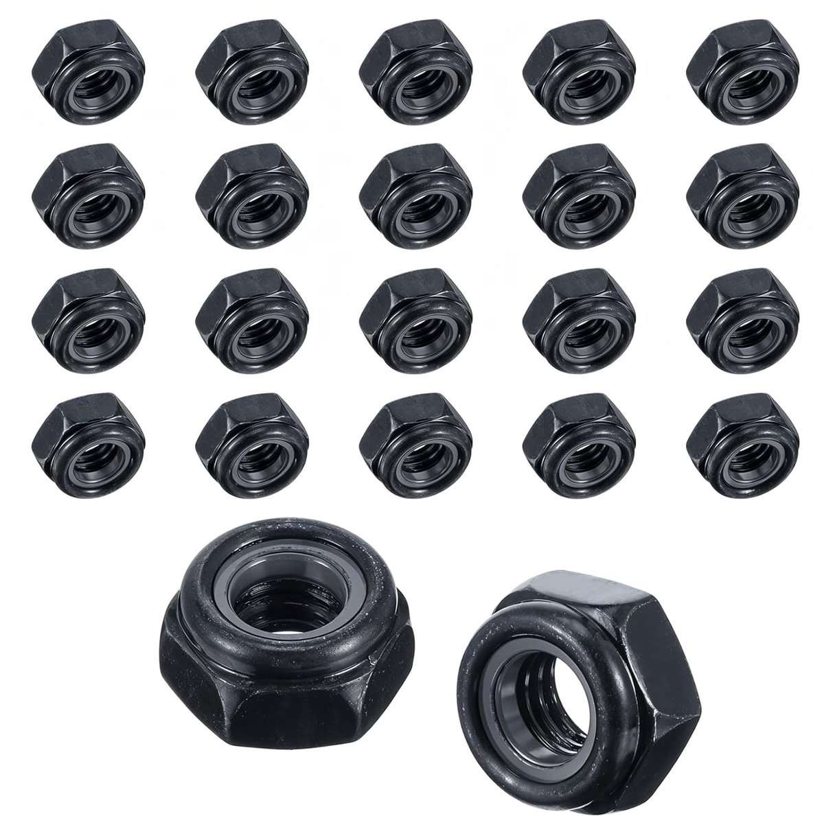 AOZUO Pack of 20 DIN 985 Ultra High Strength M6 Hex Nuts, Lock Nuts A2 V2A Stainless Steel, Self-Locking Nuts, Hexagon, Stainless Steel Nuts, Stop Nuts, Lock Nuts (M6)