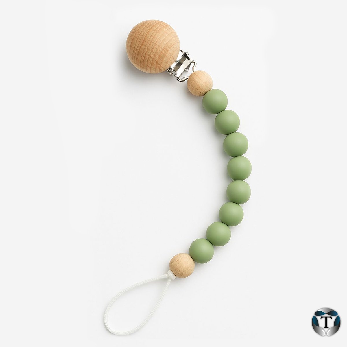 Speenkoord | Fopspeenkoord | Hulpmiddel Speen | Kralen | Matcha Green | Silicoon | Hout | Houten Clip | Babyshower | Kraamcadeau | Jongen & Meisje | Baby | Speen | Speenketting | TheOldOmen |