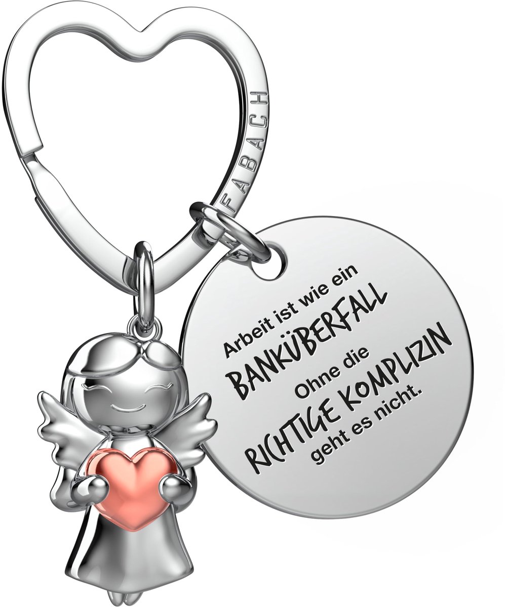 FABACH Beste Collega Sleutelhanger Beschermengel Geluksbrenger met Hart en Gravure - Afscheid Collega Afscheidscadeau - Cadeaus Werk Collega Cadeau voor Collega met Hart