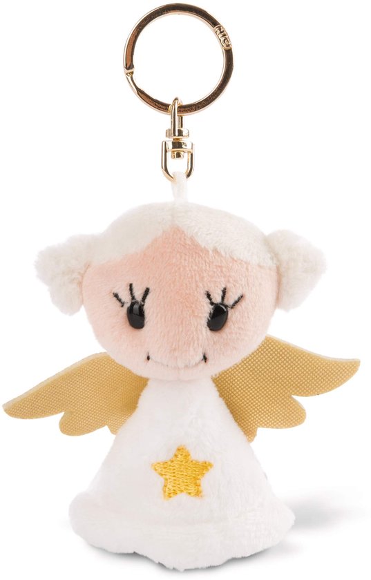 Sleutelhanger Jouw Beschermengel Beer met Hart 10 cm beige - Metgezel knuffeldierhanger met sleutelring Sleutelhouder voor sleutelkoord, tas, rugzak en meer