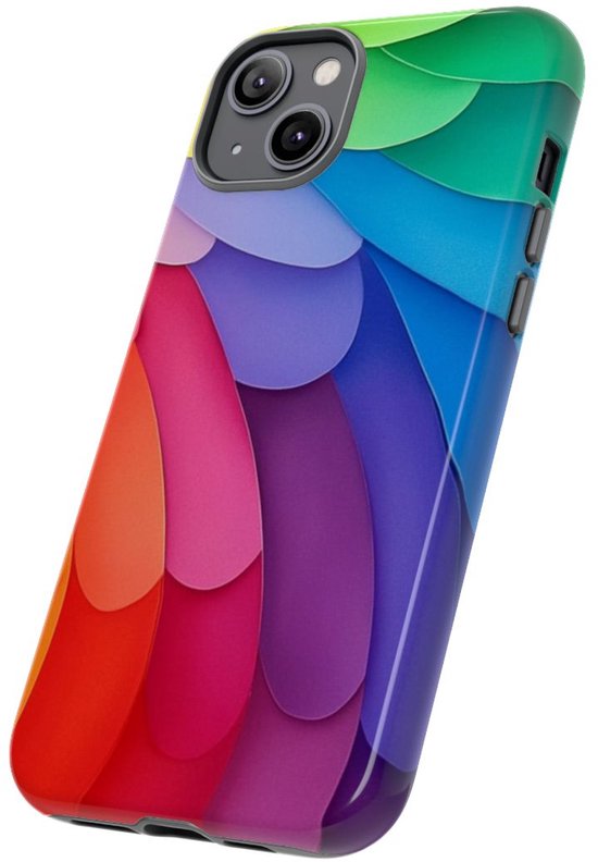 Kleurrijk Gelaagd Regenboogpatroon – Telefoonhoesje Geschikt voor iPhone 14 Plus