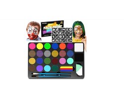 WNHB® Schminkset Kind en Volwassene - 24 Kleuren Facepaint Make-up Set voor Halloween Festival en Verkleedfeest