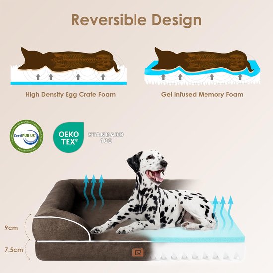 JOEJOY Orthopedisch Hondenbed Grijs 89 Cm - Extra Comfort Voor Grote Honden
