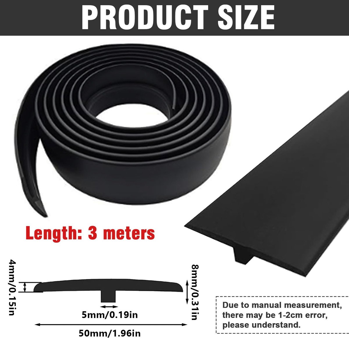 Overgangsprofiel, T-profiel, overgangslijst, zelfklevend, 5 x 300 cm, deurdrempel, lijst, pvc, platte splijtafdekking voor deurdrempels en verbindingsvloeren van laminaatvloertegels (geel eiken, 5 cm