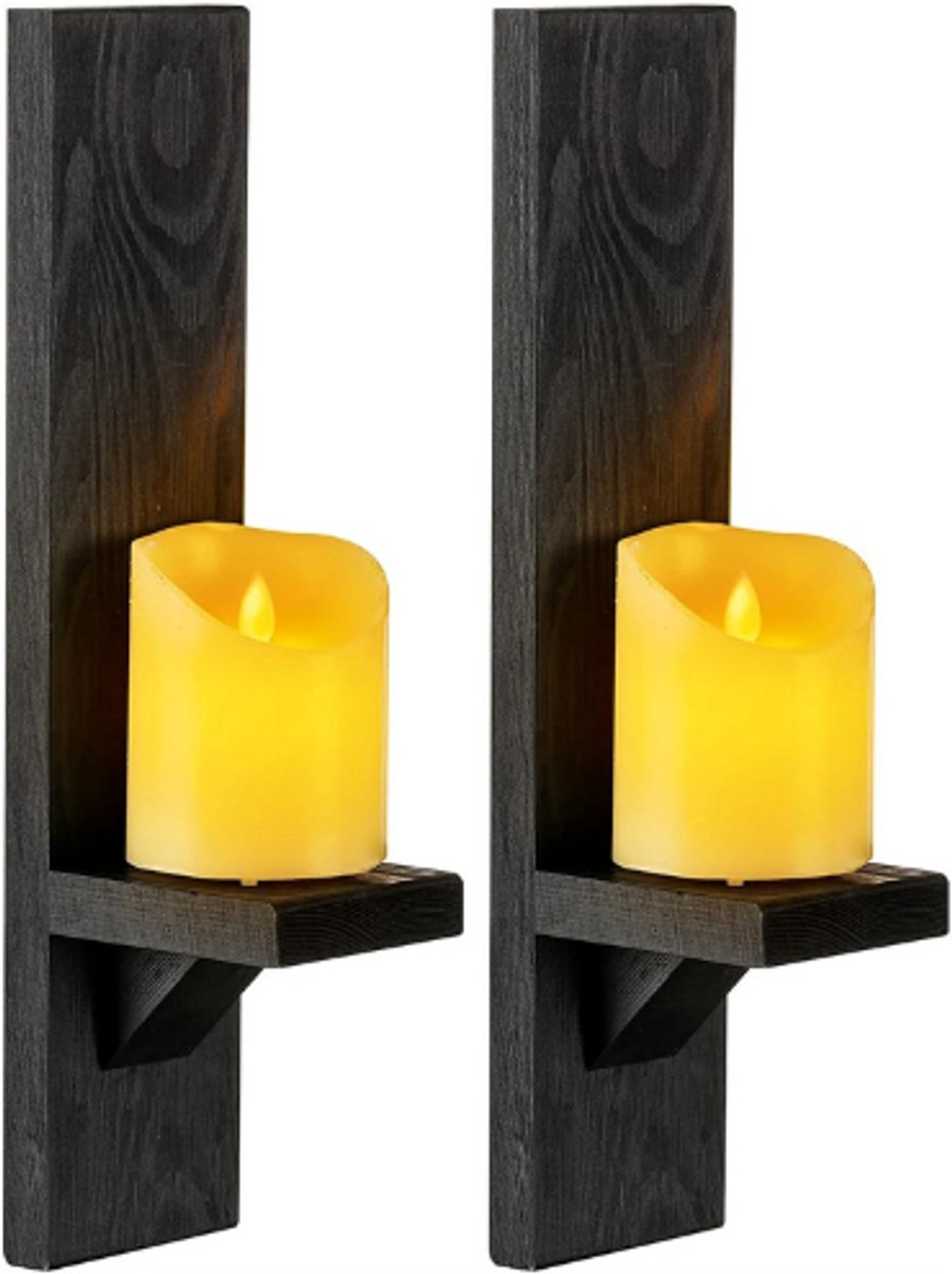 Thuys – Houten Kandelaars Decoratief – Set Van 2 Wandkandelaars – Muurkunst – Voor Woonkamer – Keuken Hal