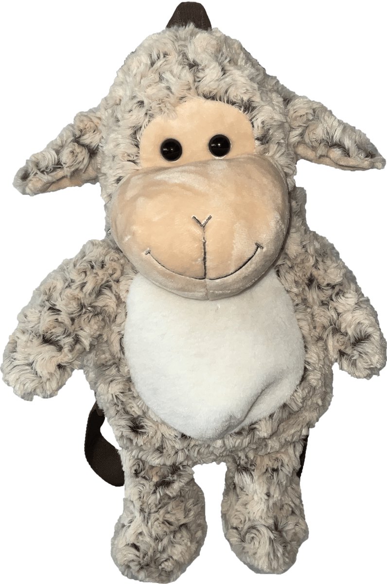 Cute since 1999 - Knuffel rugzak - Grijze Lammetje Rugzak - Boekentas kleuter - Zachte rugtas meisjes en jongen - 45x25cm