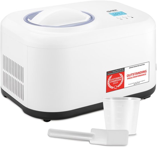 TZS First Austria IJsmachine - 1 L - Zelfvriezend met compressor - Roomijsmachine - Ice Cream Maker - Wit