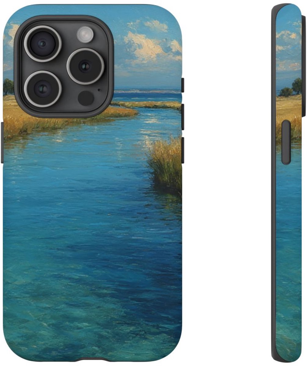Blauwe Lagune Landschap – Telefoonhoesje Geschikt voor iPhone 15 Pro