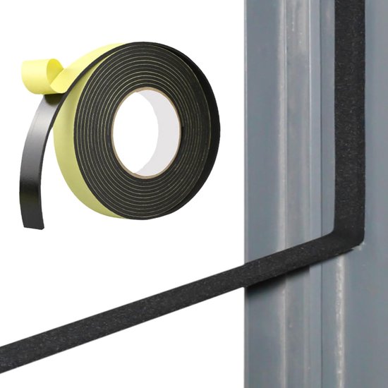 Afdichtingstape, zelfklevend, schuimrubberen band, deurafdichting, raam, 6 mm (B) x 3 mm (D)/20 m (L), voor tegen koude tocht, stootvast, geluiddicht, waterdicht, stofdicht (6 x 3 mm / 20 m (I-profiel
