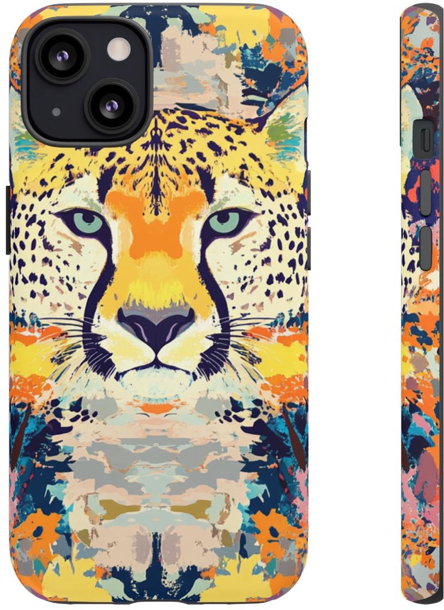 Kleurrijk Abstract Luipaardgezicht – Telefoonhoesje Geschikt voor iPhone 13