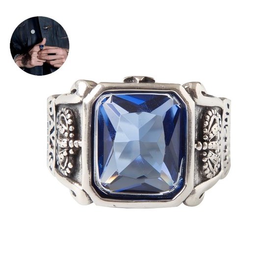 Ring ajustable pour homme Helin Life – Couleur argent avec Design géométrique et symbole de Kroon – Oxyde de zirconium – Bijou Fashion rétro – Taille universelle – Coffret cadeau et carte de vœux