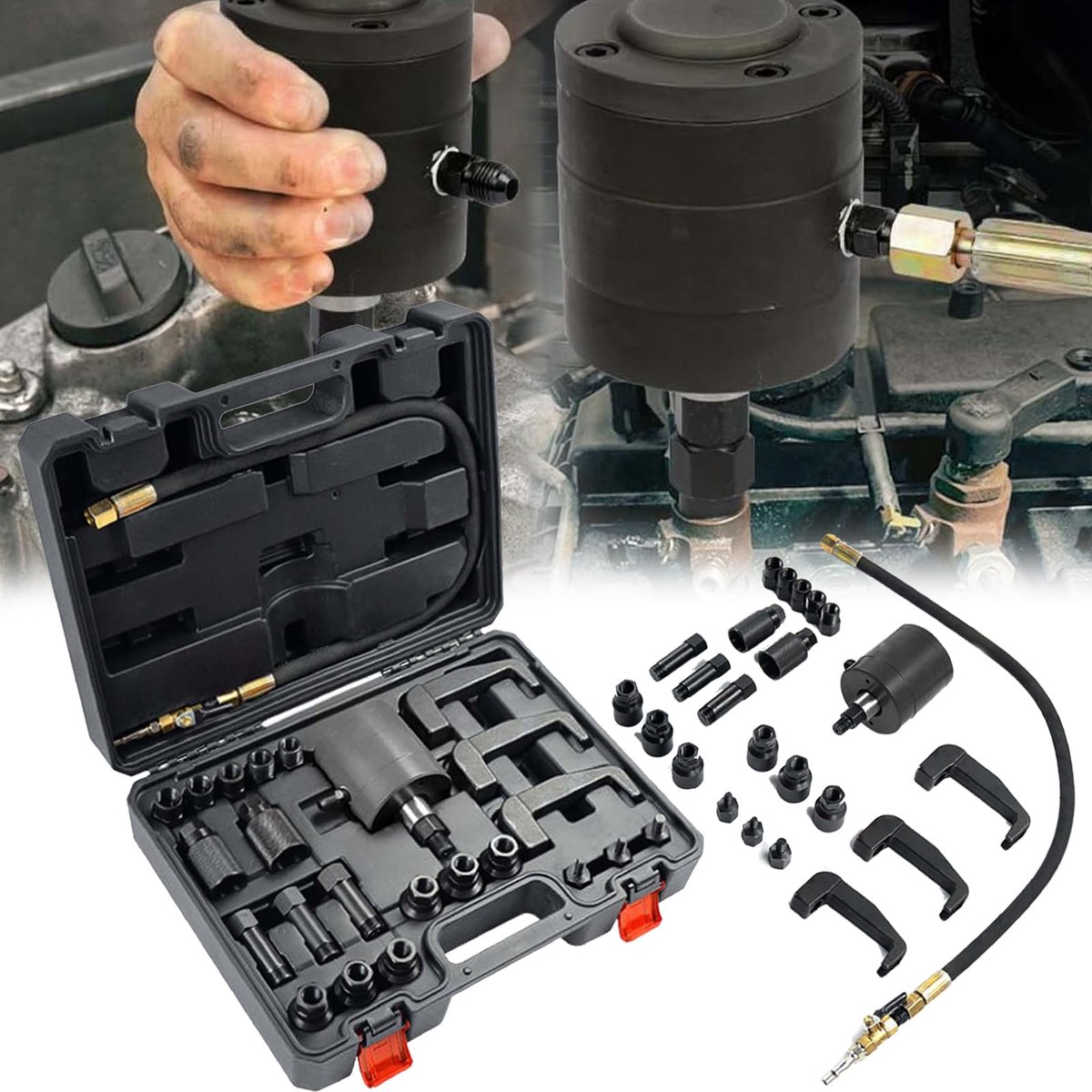 24-delige Pneumatische Injectortrekkerset - Arbeidsbesparend met Adapters - Voor Dieselmotoren