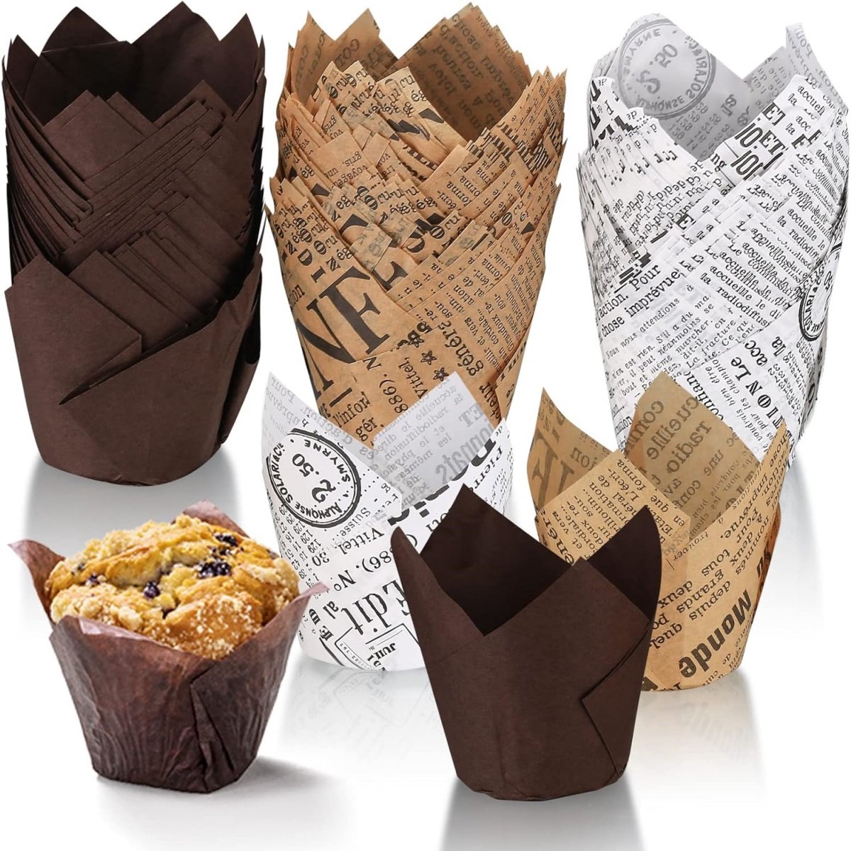 EXCITAT Cupcake Wrappers - Tulpvormpjes - Muffinvormpjes - voor verjaardagen, feesten, bruiloften - 150 stuks