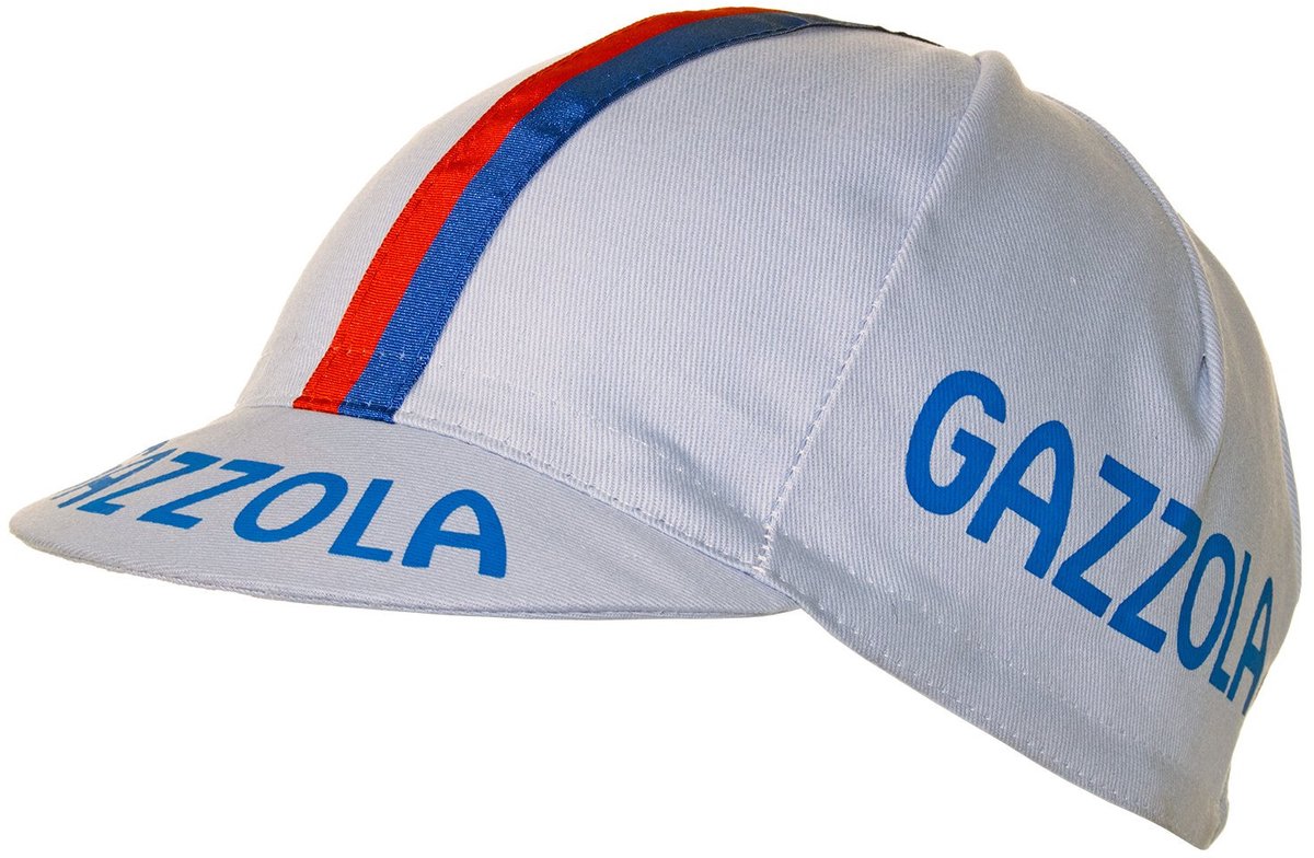 Retro Koerspet Gazzola / Fietspetje Wit Blauw