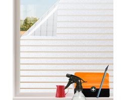 Statische HR++ Raamfolie met Horizontale Strepen – 60x300 – Privacy & Zonwerend – Geschikt voor HR++ Glas – Incl. Rakel en Mesje