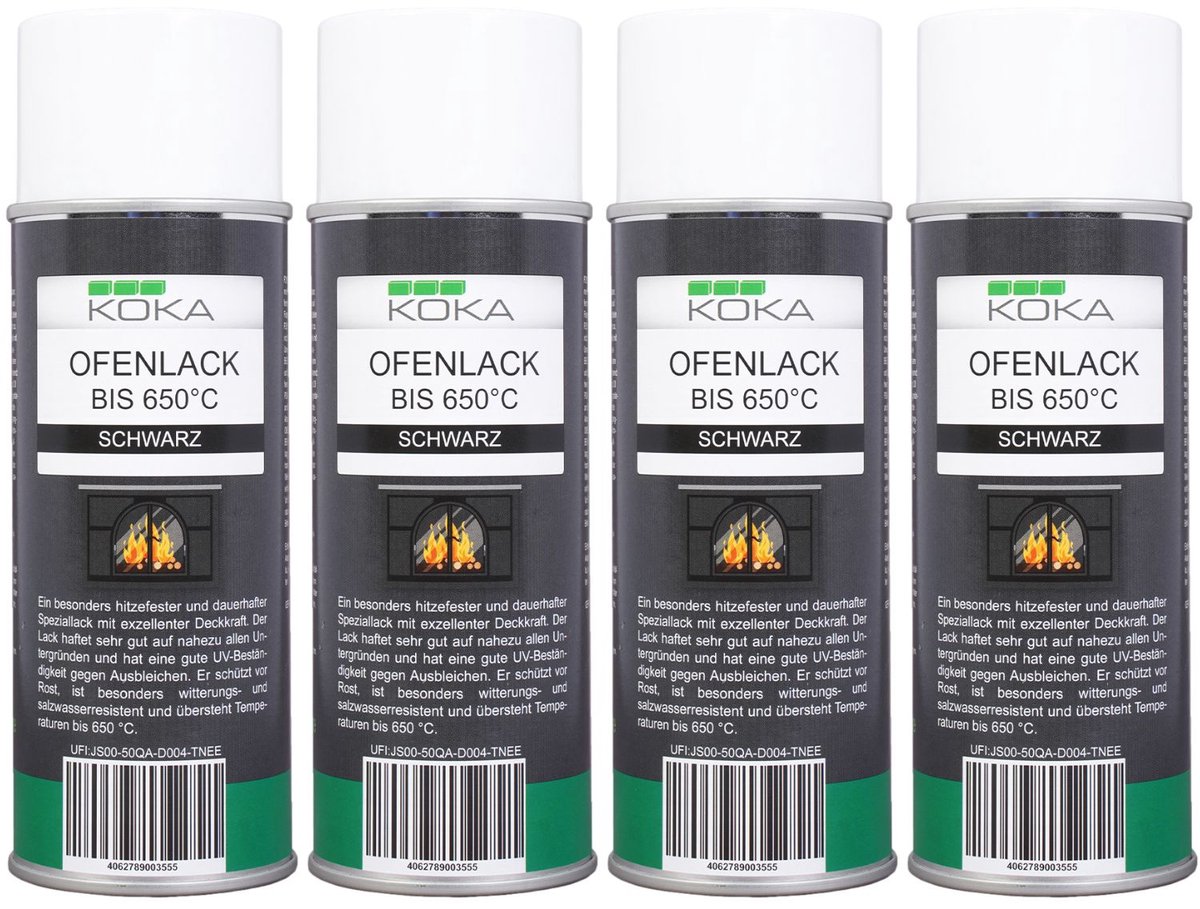 4x Ovenverfspray Zwart Mat