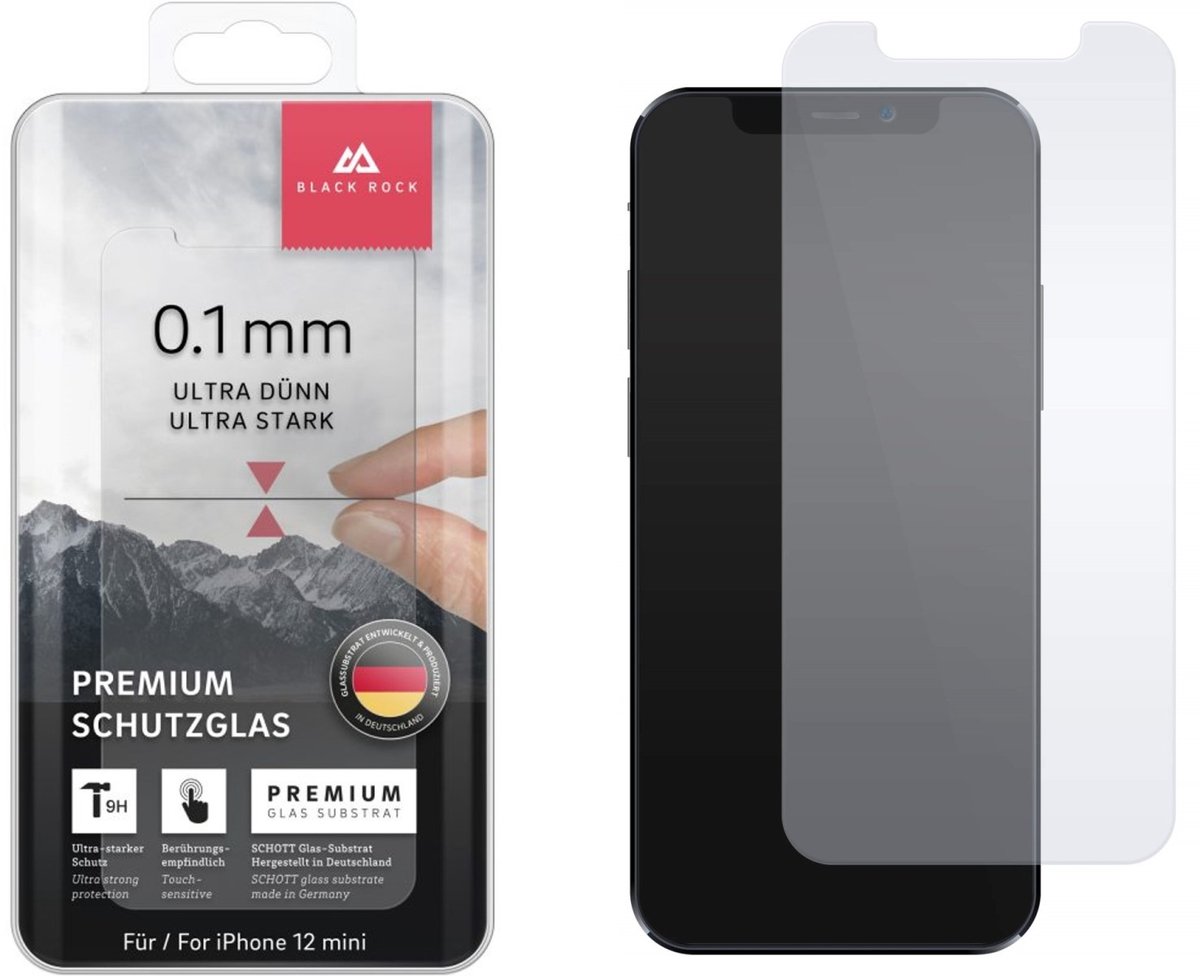 Black Rock SCHOTT Ultra Thin 9H Glass Screen Protector Apple iPhone 12 Mini Transparent