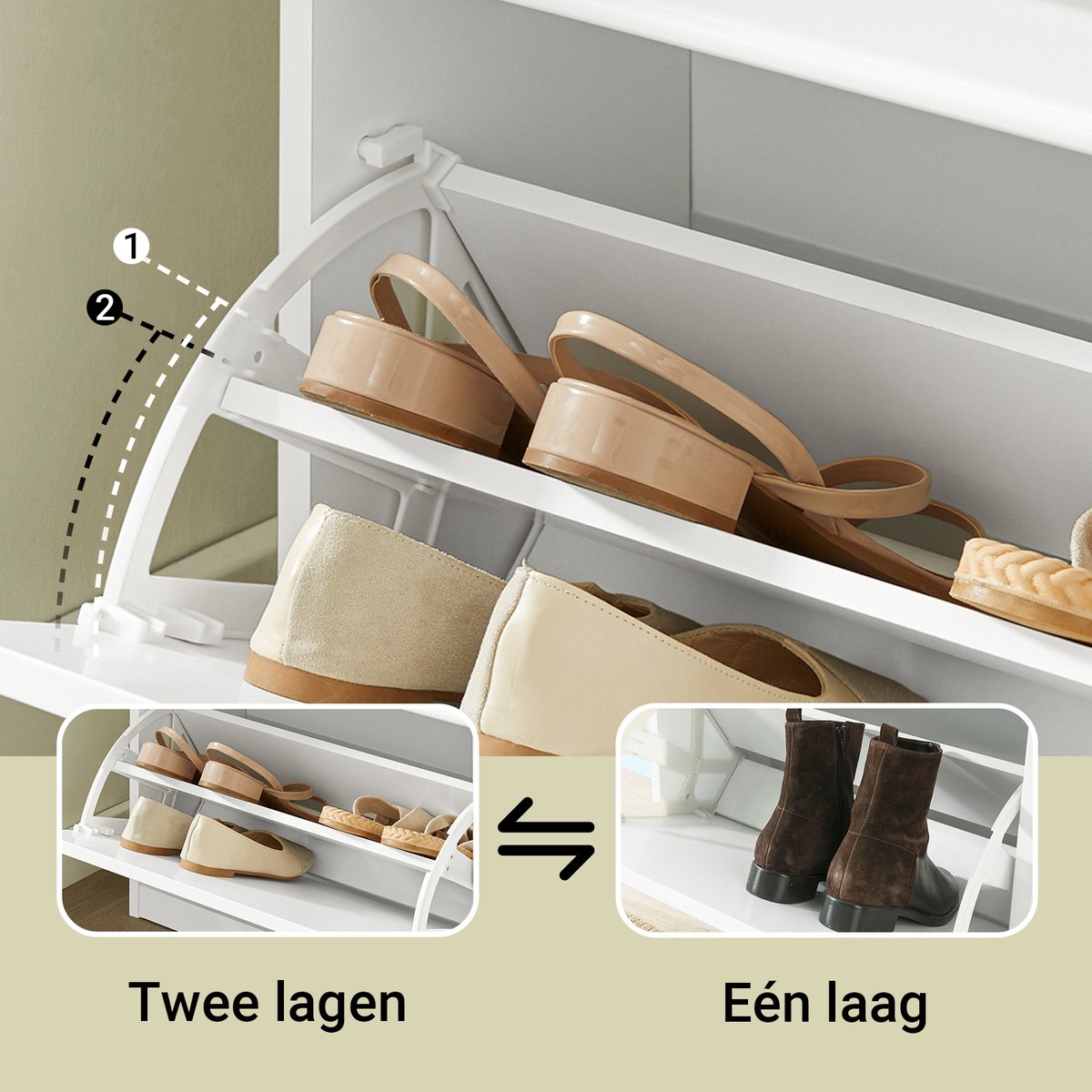 FSR172-W Schoenenkast met Zitbank - Schoenenbank voor de Hal met