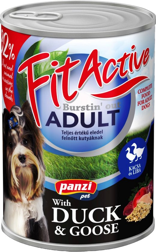 Fit Active - Hondenvoer - Natvoer hond - Blikvoer hond - Eend & gans smaak - 10 x 415g