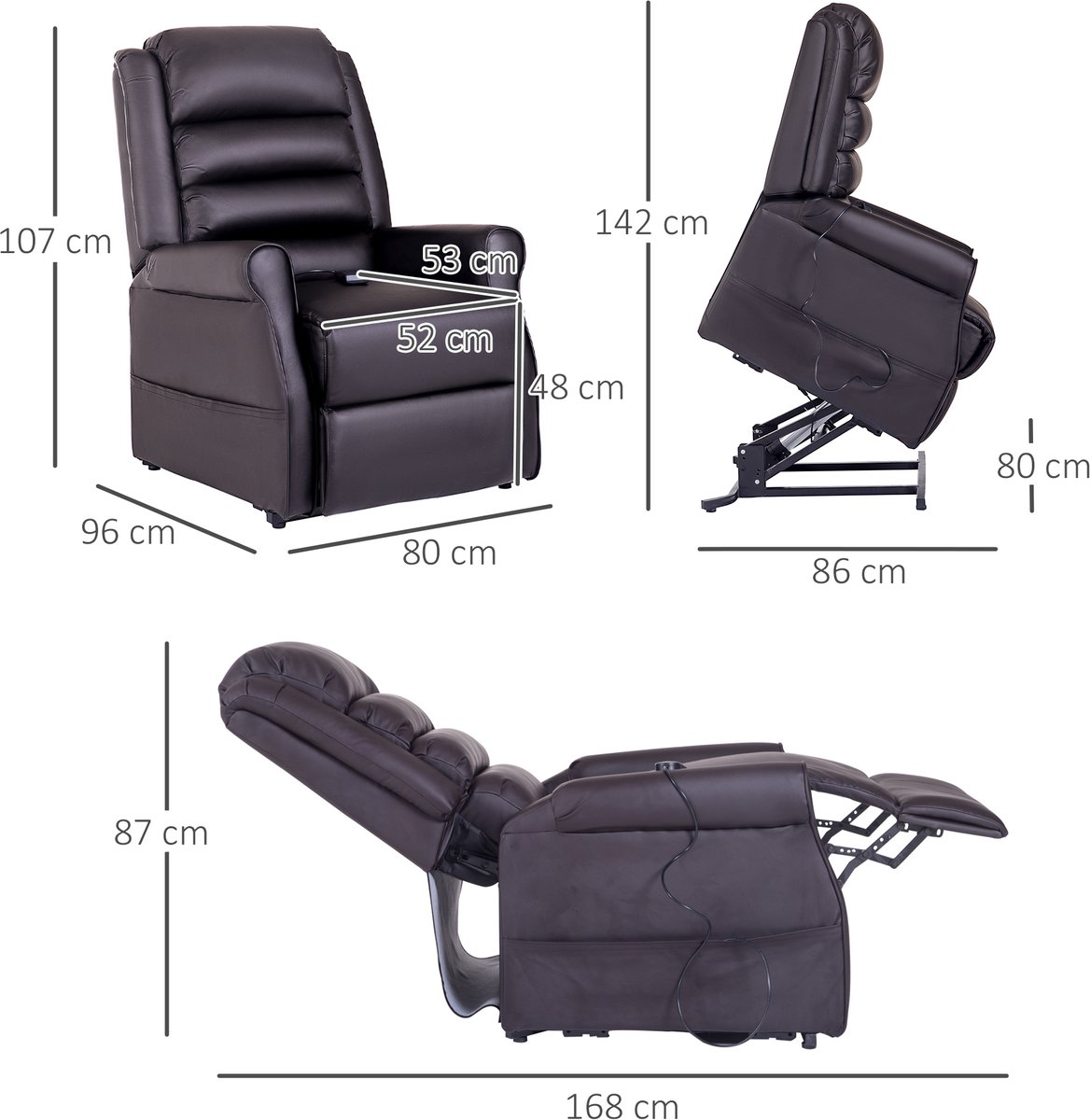 Afbeelding 2 van HOMCOM Massagestoel met Sta-op Functie Bruin