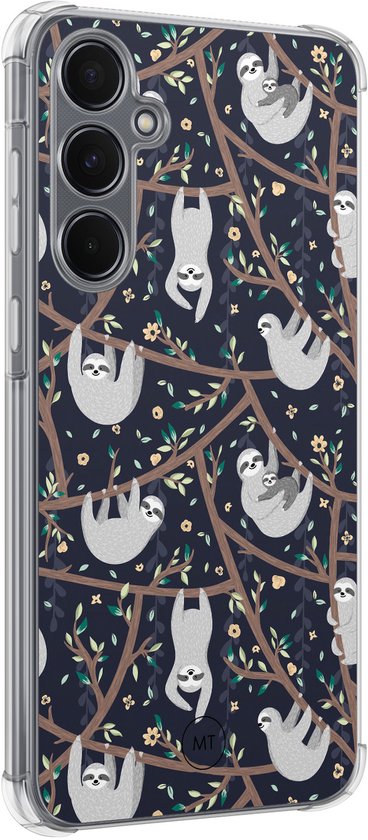 Coque antichoc pour Samsung Galaxy A55 - Motif paresseux - Coque Extra résistante - TPU/polycarbonate - Imprimé - Blauw, Transparent