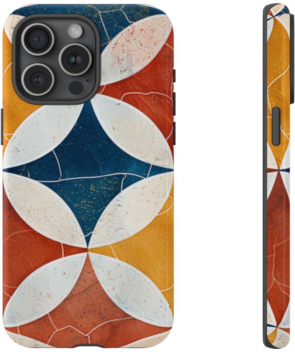 Geometrisch Retro Patroon – Telefoonhoesje Geschikt voor iPhone 15 Pro Max