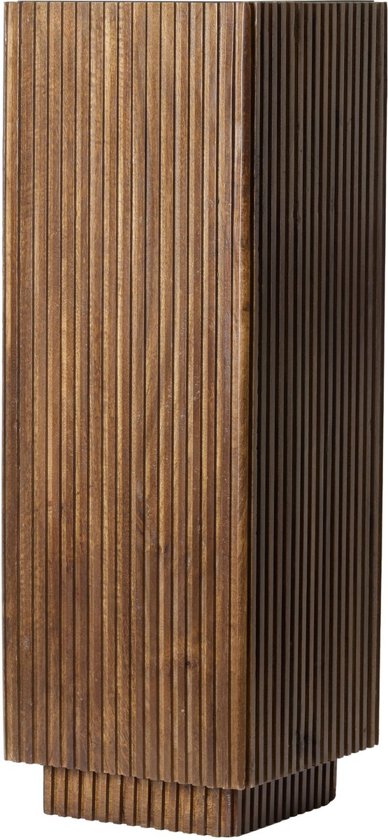 houten zuil GATURA in donkerbruin met glas – 35x35x100 cm