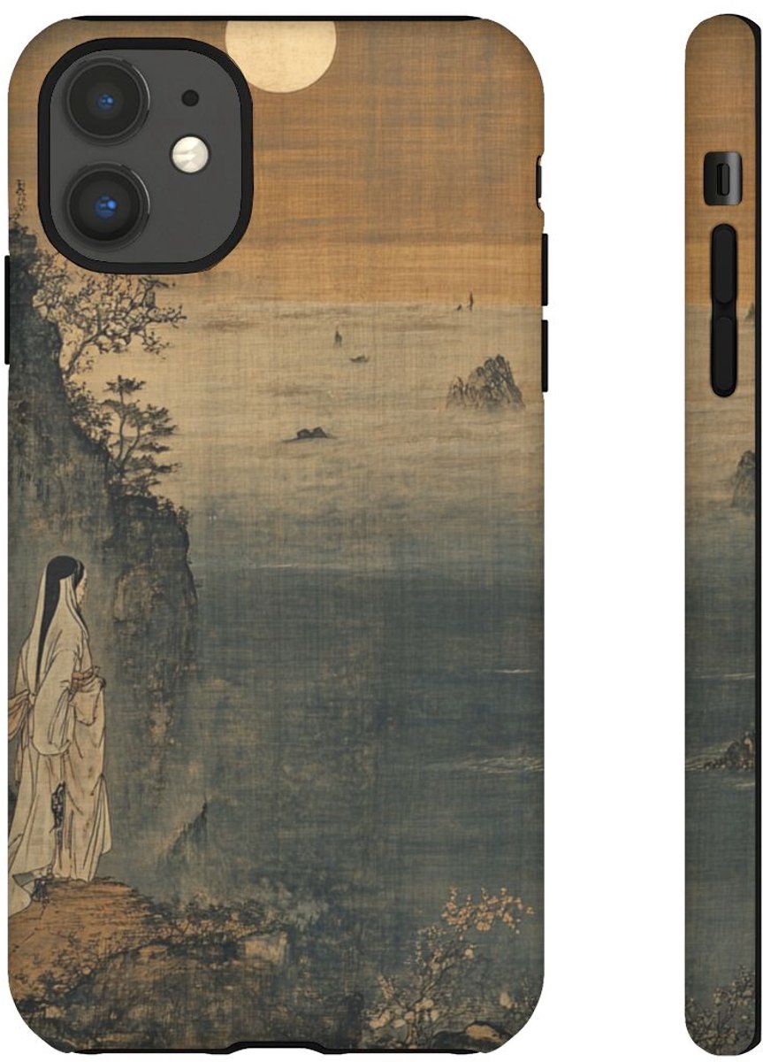 Heian-periode Berglandschap met Maan – Telefoonhoesje Geschikt voor iPhone 11