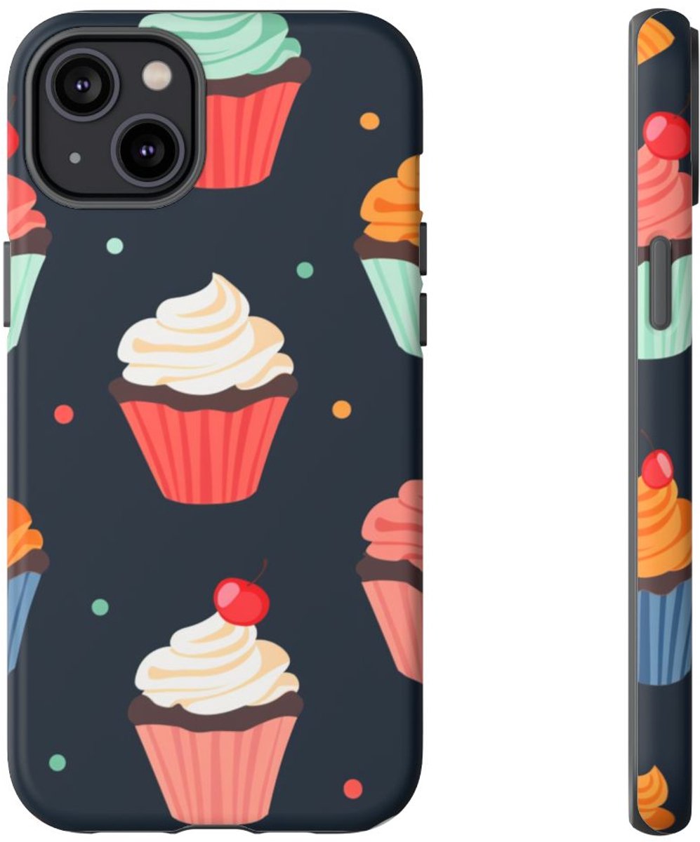 Vrolijk Cupcakepatroon in Kleurrijke Tint – Telefoonhoesje Geschikt voor iPhone 14 Plus