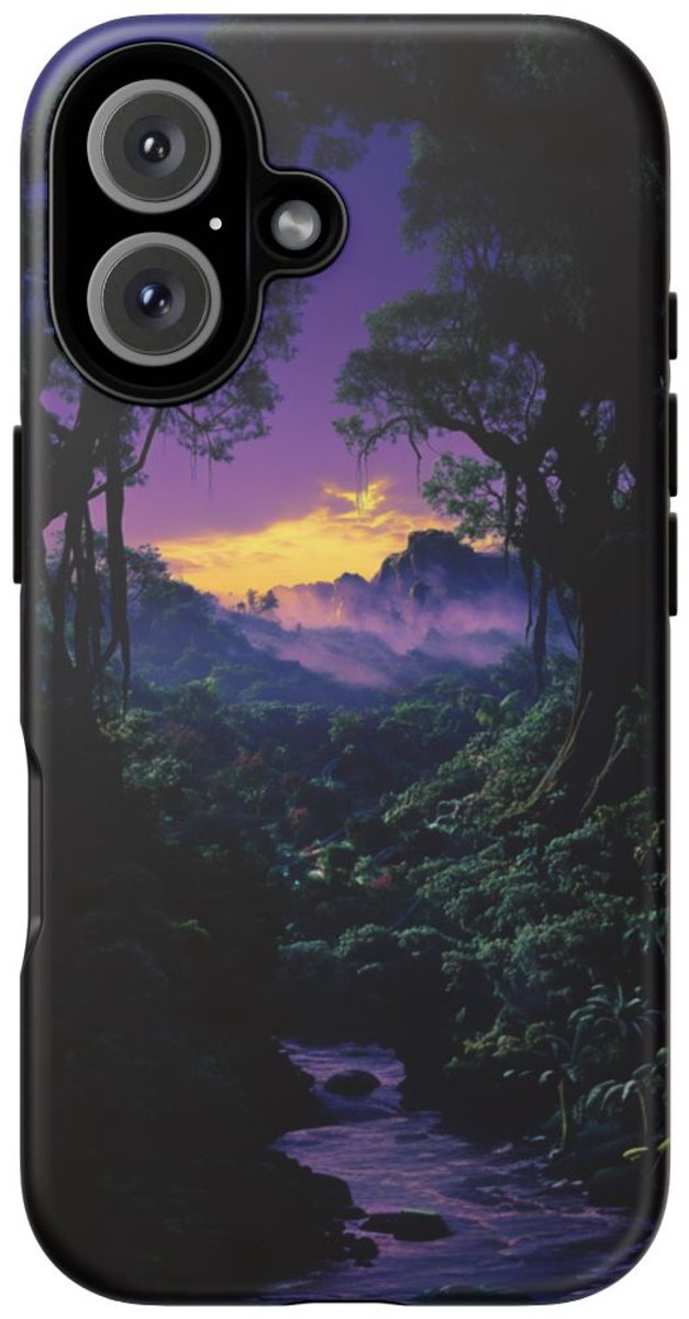 Sprookjesachtige Jungle Zonsondergang – Telefoonhoesje Geschikt voor iPhone 16