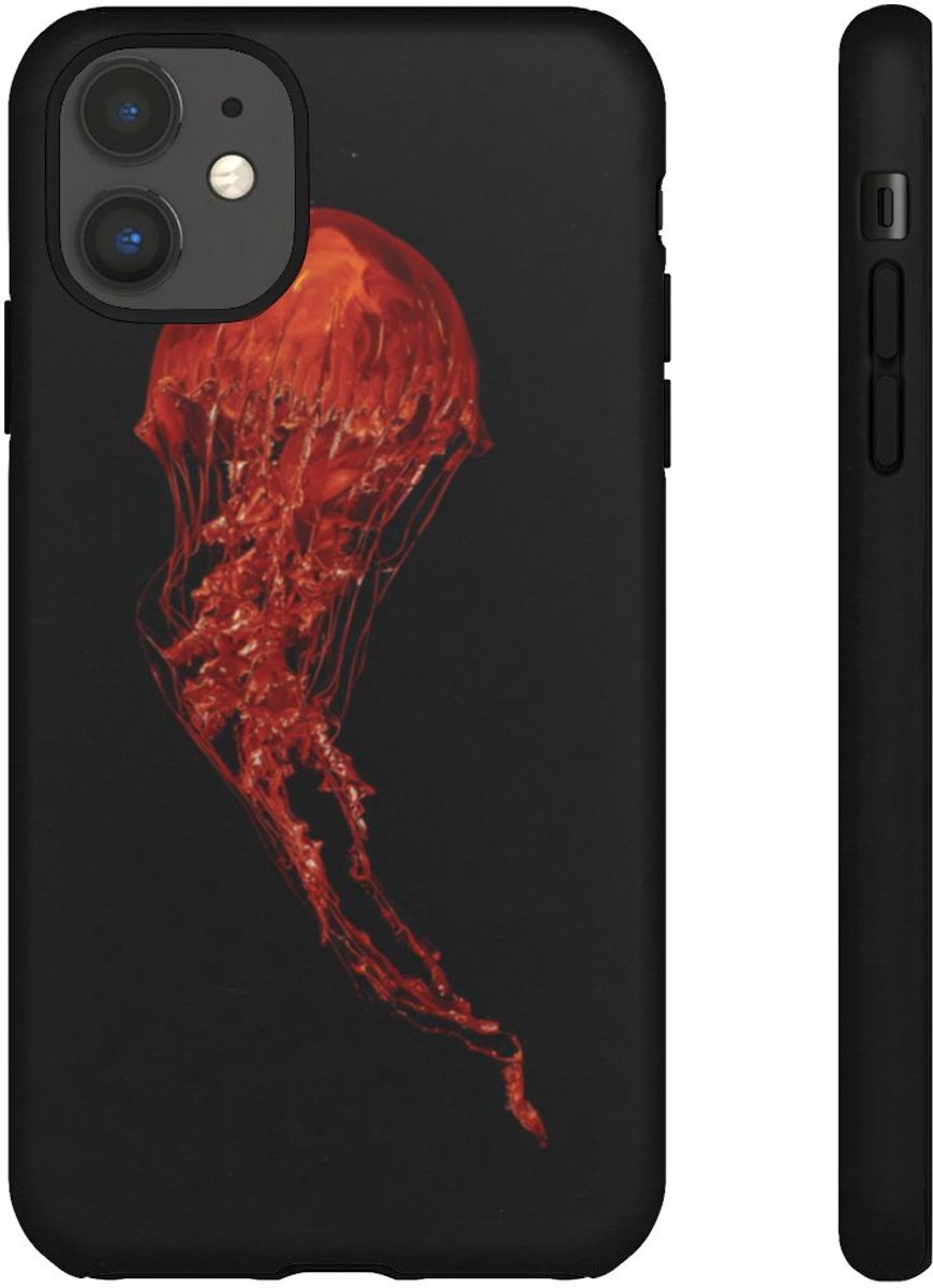 Rode Kwal op Zwarte Achtergrond – Telefoonhoesje Geschikt voor iPhone 11
