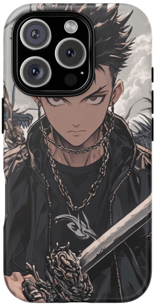 Anime Strijder met Zwaard en Draak – Telefoonhoesje Geschikt voor iPhone 16 Pro