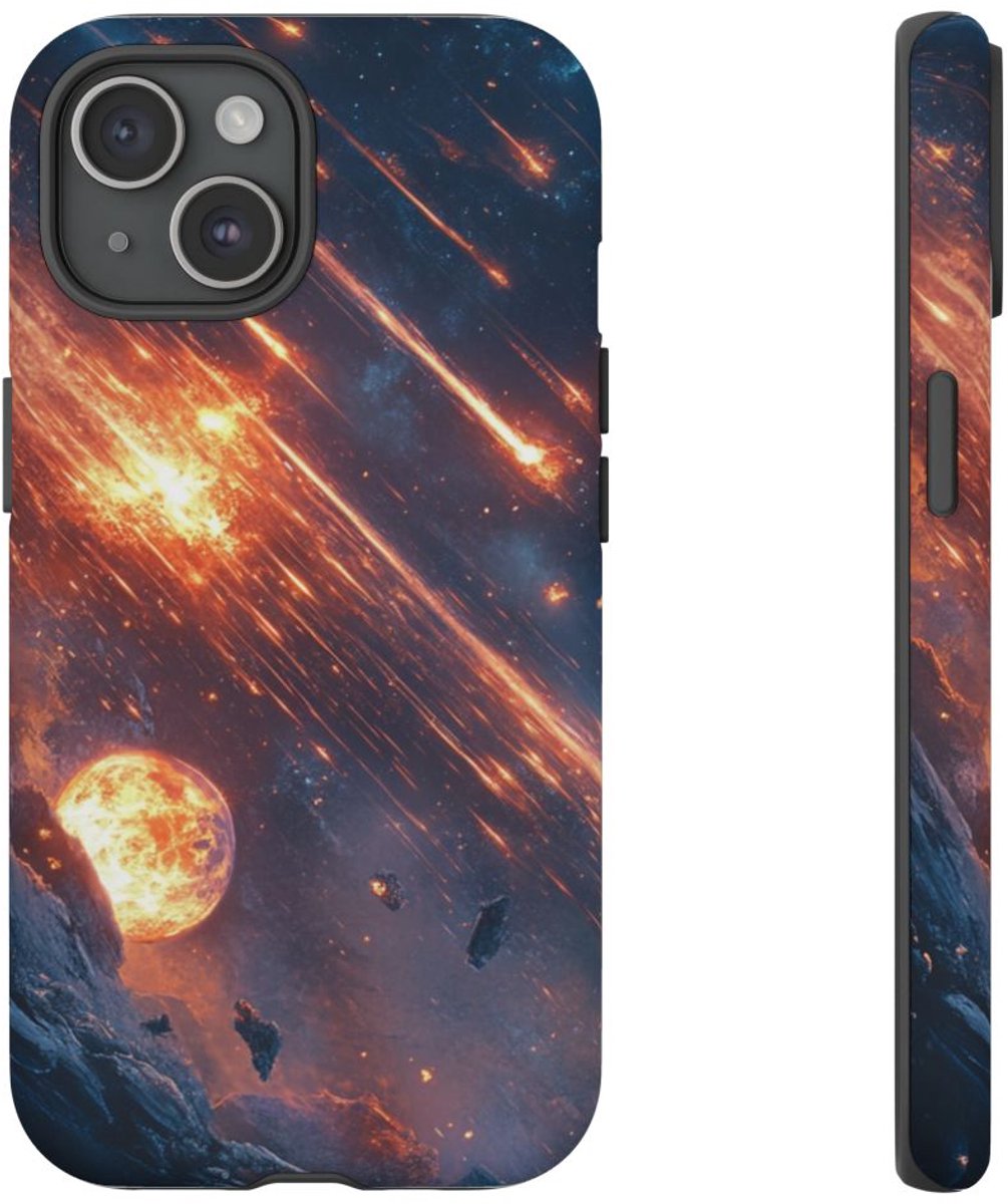 Oogvormige Meteoren en Kosmische Elementen – Telefoonhoesje Geschikt voor iPhone 15