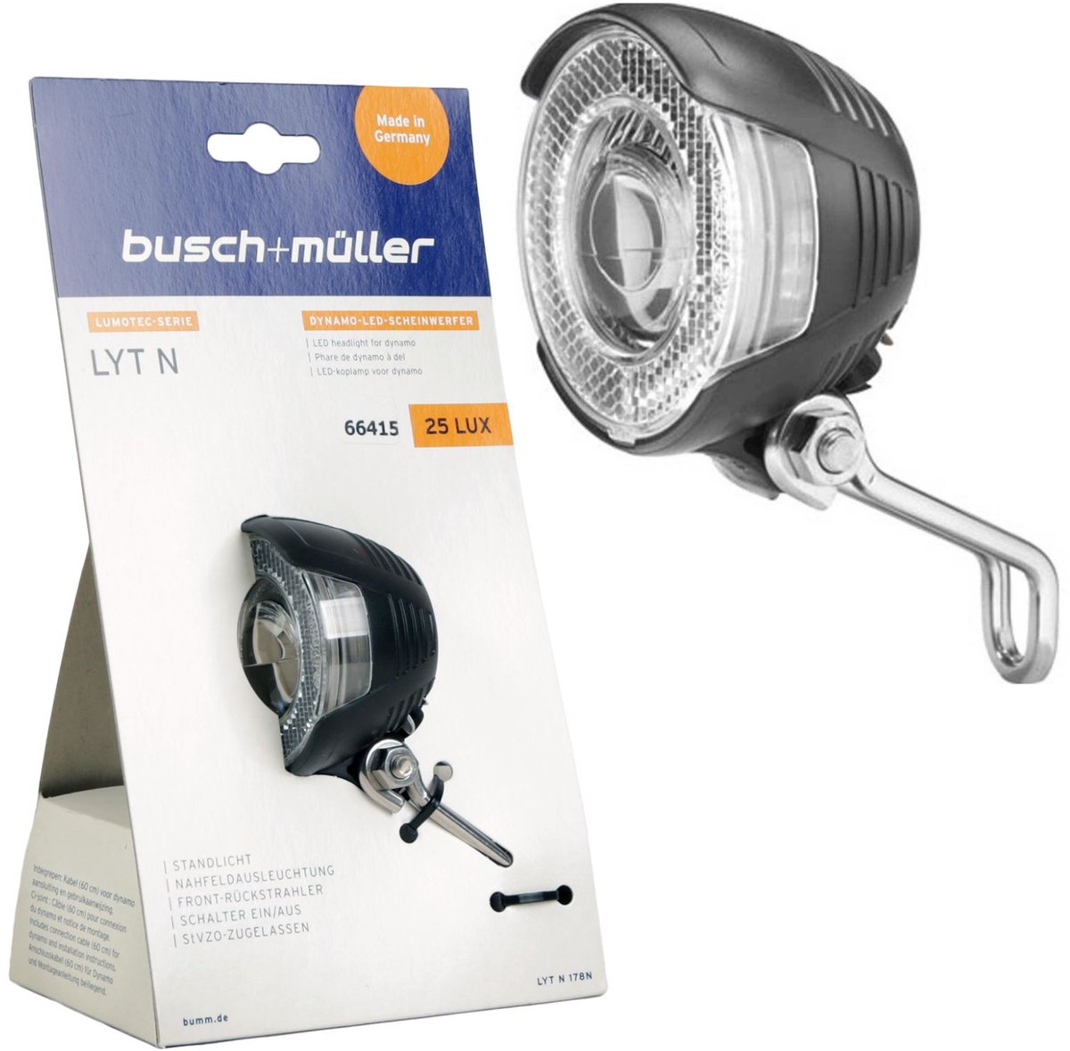 Busch + Müller Lumotec Lyt N LED Front Light, zwart