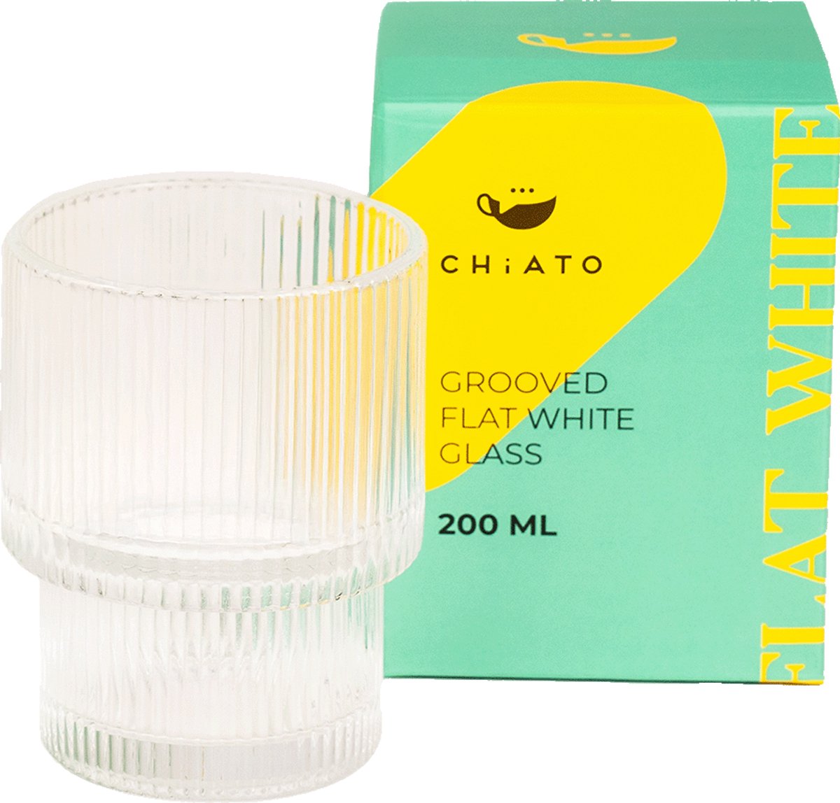 Grooved flat white glass CHiATO, 200 ml