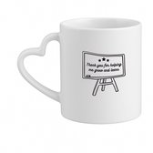 Hacebo® - Merci de m'avoir aidé à grandir et à apprendre - Tasse à café blanche avec anse en forme de cœur - Professeur - Maître - Mug à thé - Tasse à café - Merci de votre aide - Mug à café - 330 ml