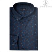 Chemise à manches longues Chris Cayne - taille 3XL - blouse 1202 - imprimé marine/bleu/rouge - avec poche poitrine