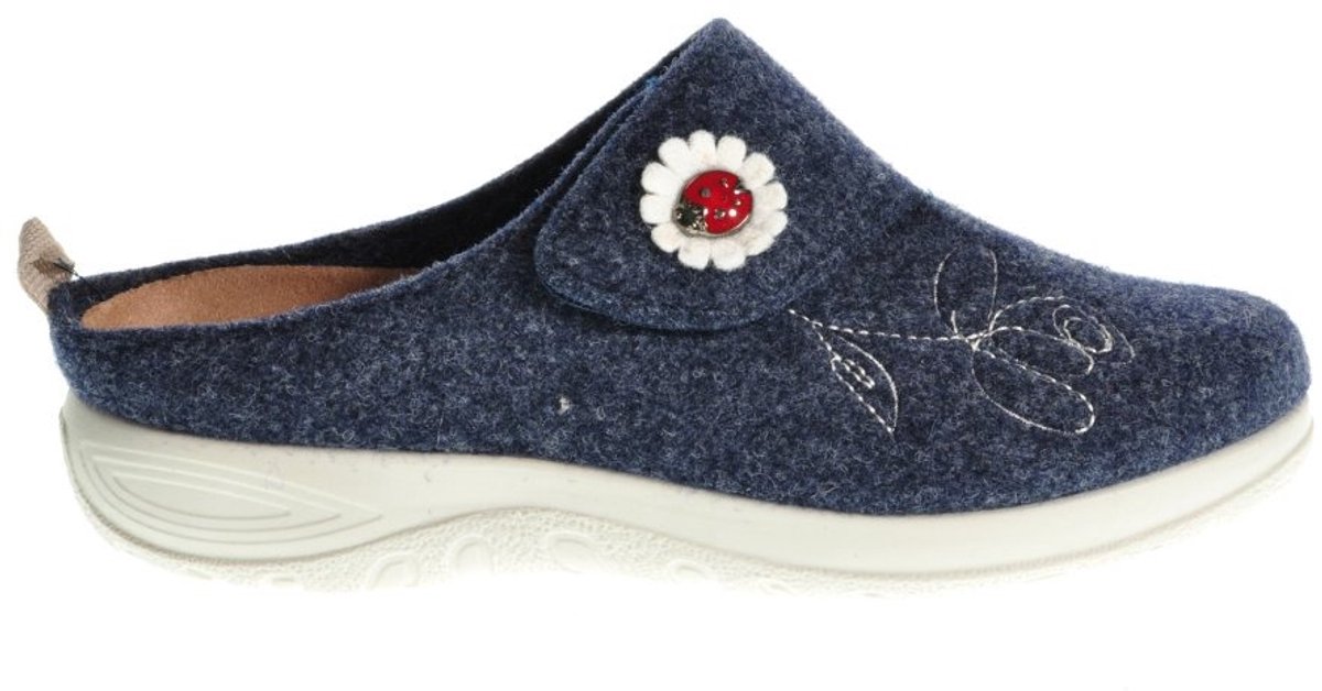 Pantoffels Vilt Blauw Steunzolen maat 36