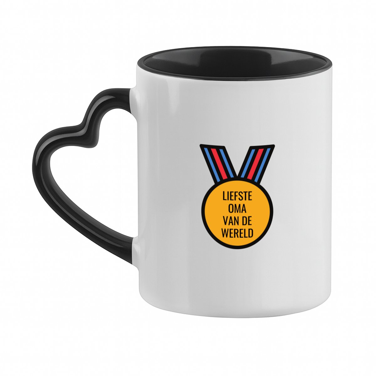 Hacebo® - liefste oma van de wereld koffiebeker met hart oor zwart - Oma - de liefste oma - thee mok - koffie beker - verjaardagscadeau - verjaardag - cadeau - cadeautje voor oma - oma artikelen - kado - geschenk - gift - koffiemok - 330 ML