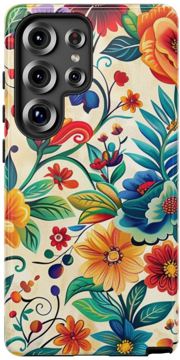 Vrolijk Multicolor Bloemenpatroon – Telefoonhoesje Geschikt voor Samsung Galaxy S25 Ultra