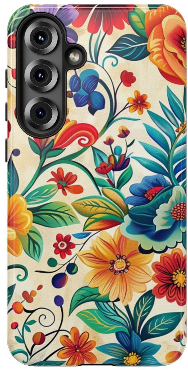 Vrolijk Multicolor Bloemenpatroon – Telefoonhoesje Geschikt voor Samsung Galaxy S25 Plus