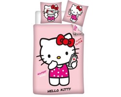 foto van Hello Kitty Dekbedovertrek roze 140 X 200 cm - 65 x 65 cm - polykatoen