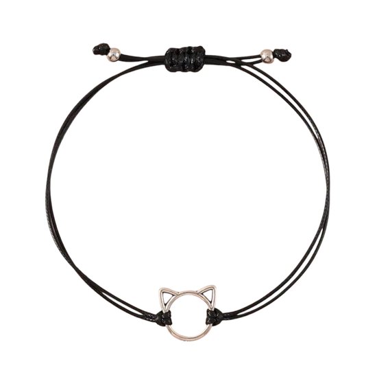 GoedeDoelen.Shop | Armband Purrrrfect | In Maat Verstelbaar | Polsmaat 16-30CM | Imitatieleer | Poezen Armband | Katten Armband | Koordarmband | Statement Armband | Unisex | Wellness-House