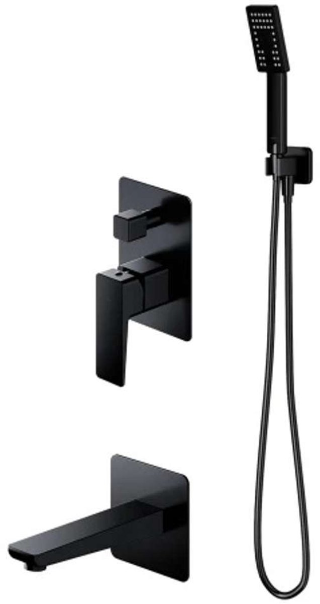 OMNIRES Parma - Inbouw badkraan, 3-gats installatie, met inbouwdeel, met accessoires, mat zwart SYSPMW01BL