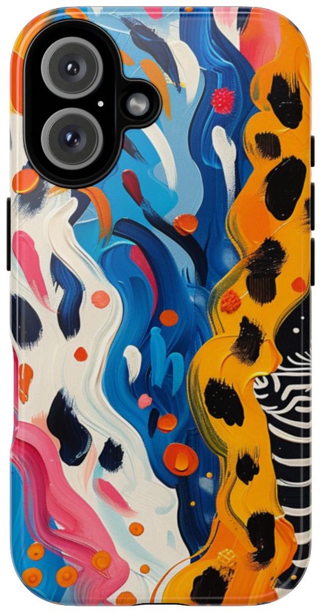 Abstract Kleurrijk Zebra Patroon – Telefoonhoesje Geschikt voor iPhone 16
