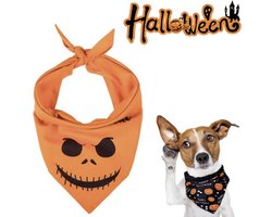SilverAndCoco - Halloween Sjaal Hond Versiering met Gratis Sleutelhanger | Sjaaltje Hondje Dog Decoratie Pakket Bandana Honden | Hondensjaaltje Verkleed Set Kostuum Huisdier Trick or Treat Kat