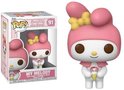 Funko Pop! My Melody #91 figuur, wit met roze kap en ijsje.
